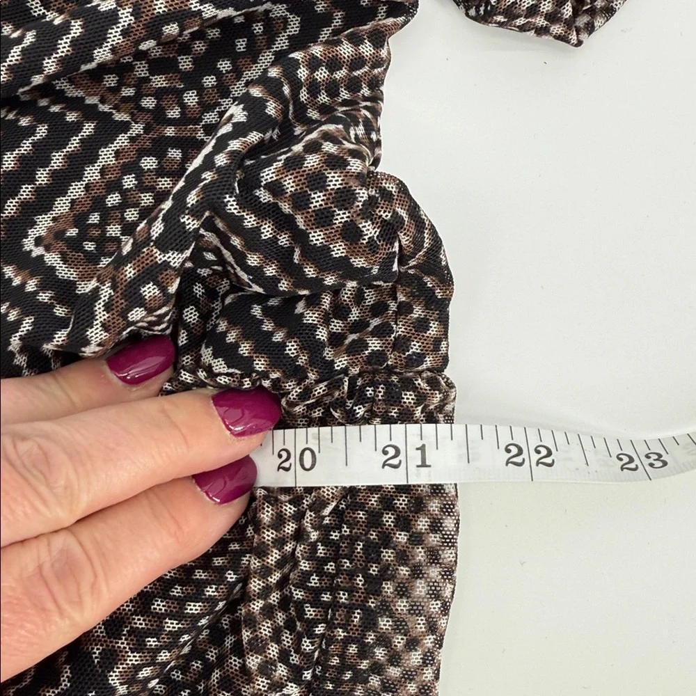 Just Taylor Maxi Dress Sheer Tiered Long Sleeve Boho Print Black L Flowy - Picture 9 of 14